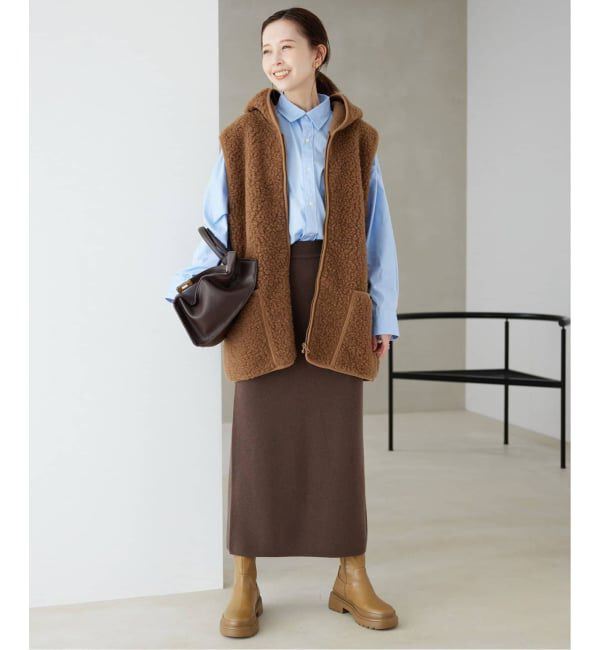 SLOBE IENA「《セットアップ対応可/追加》ウォッシャブルスムースニットスカート」|スカート|