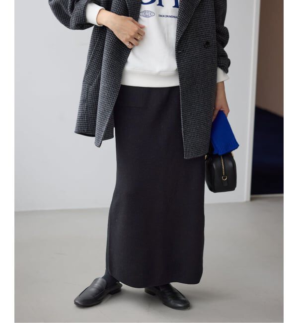 SLOBE IENA「《セットアップ対応可/追加》ウォッシャブルスムースニットスカート」|スカート|