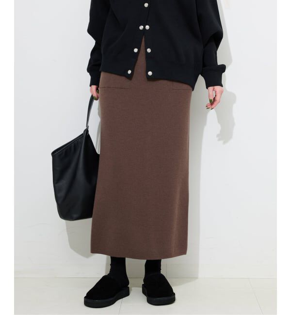 SLOBE IENA「《セットアップ対応可/追加》ウォッシャブルスムースニットスカート」|スカート|