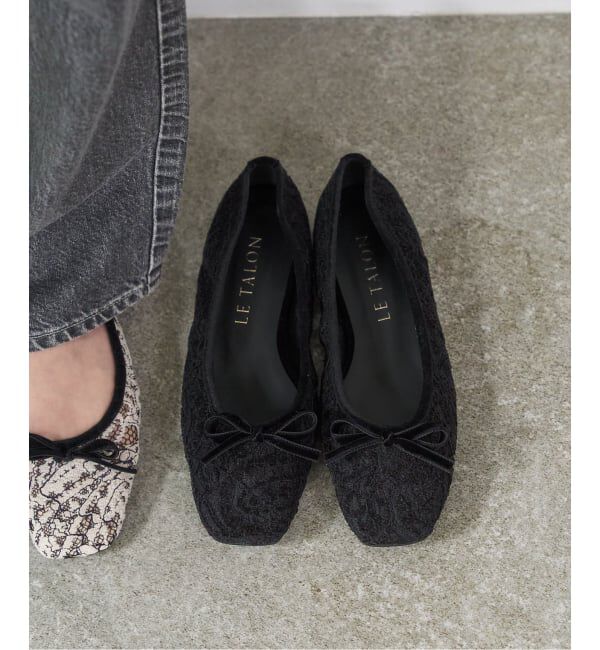  「《追加》スクエアソフトレースバレエ」|バレエシューズ|ブラック C