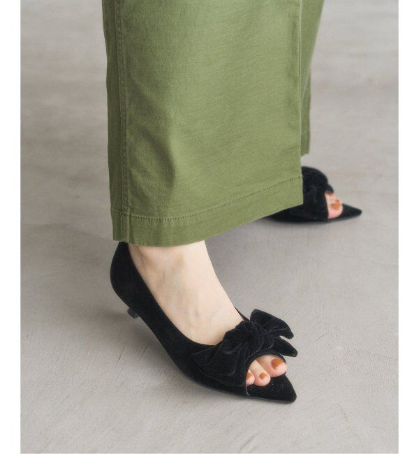  「3.5cmポインテッドリボンオープントゥパンプス」|パンプス|