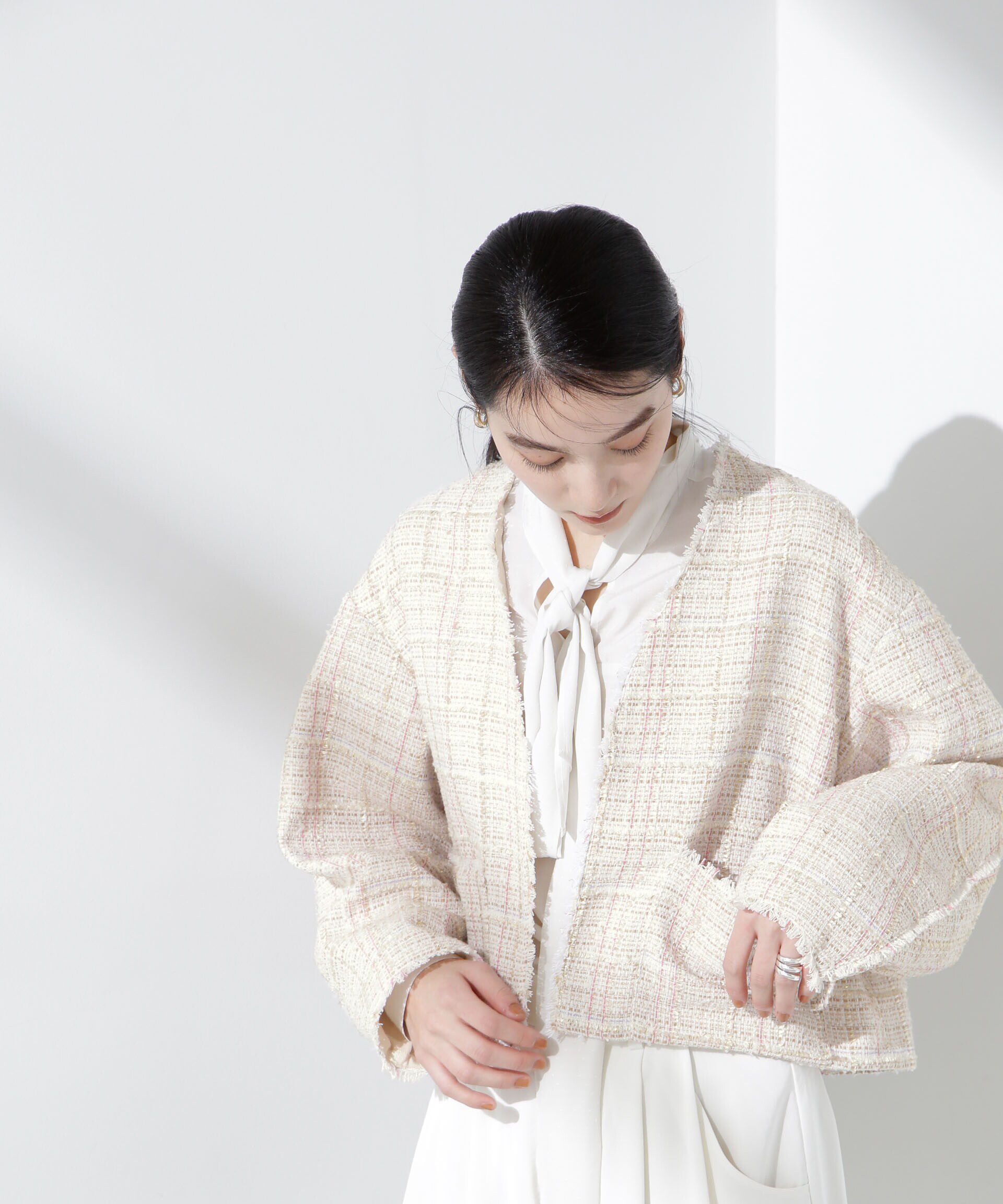 nano･universe「ツィードポケットショートジャケット」|テーラードジャケット|