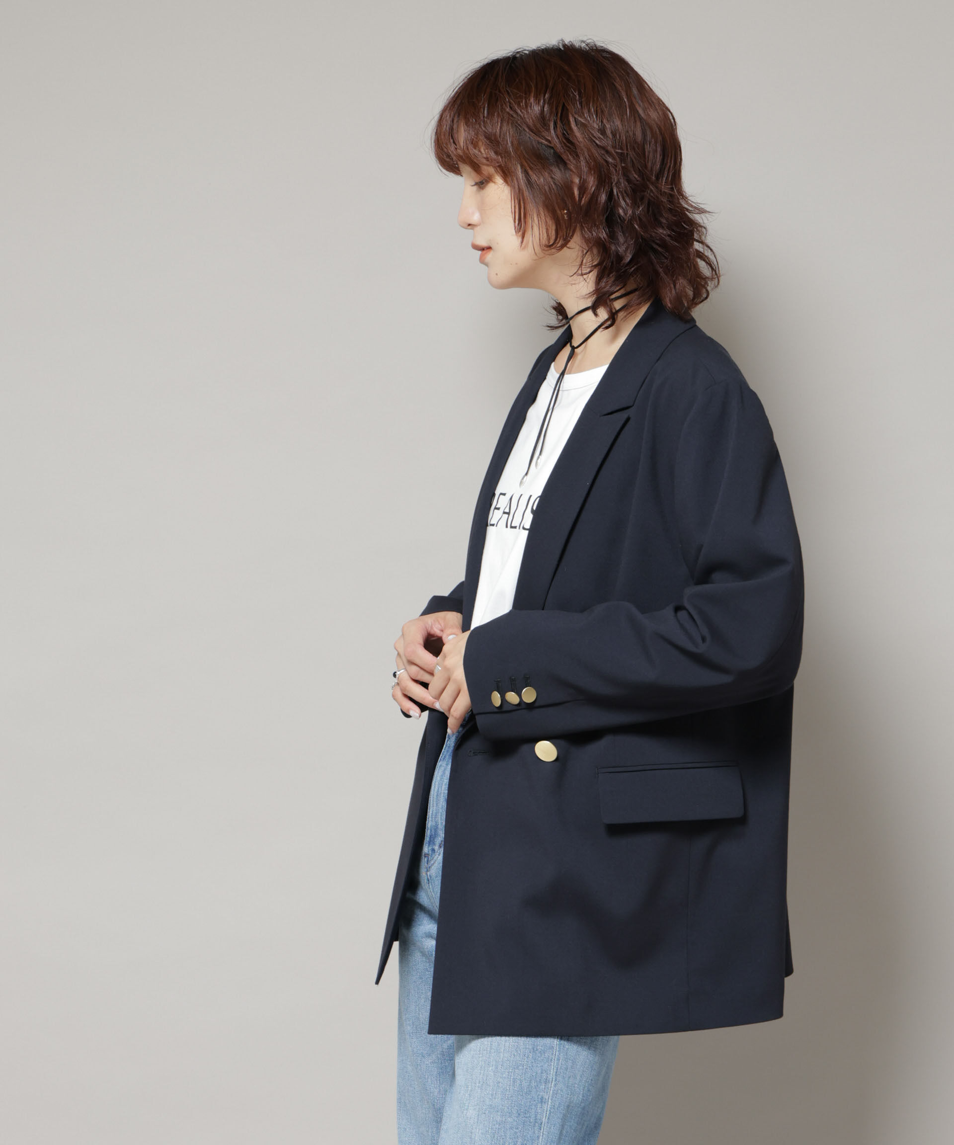 nano･universe「ドライウェザーストレッチダブルジャケット(セットアップ可)」|テーラードジャケット|