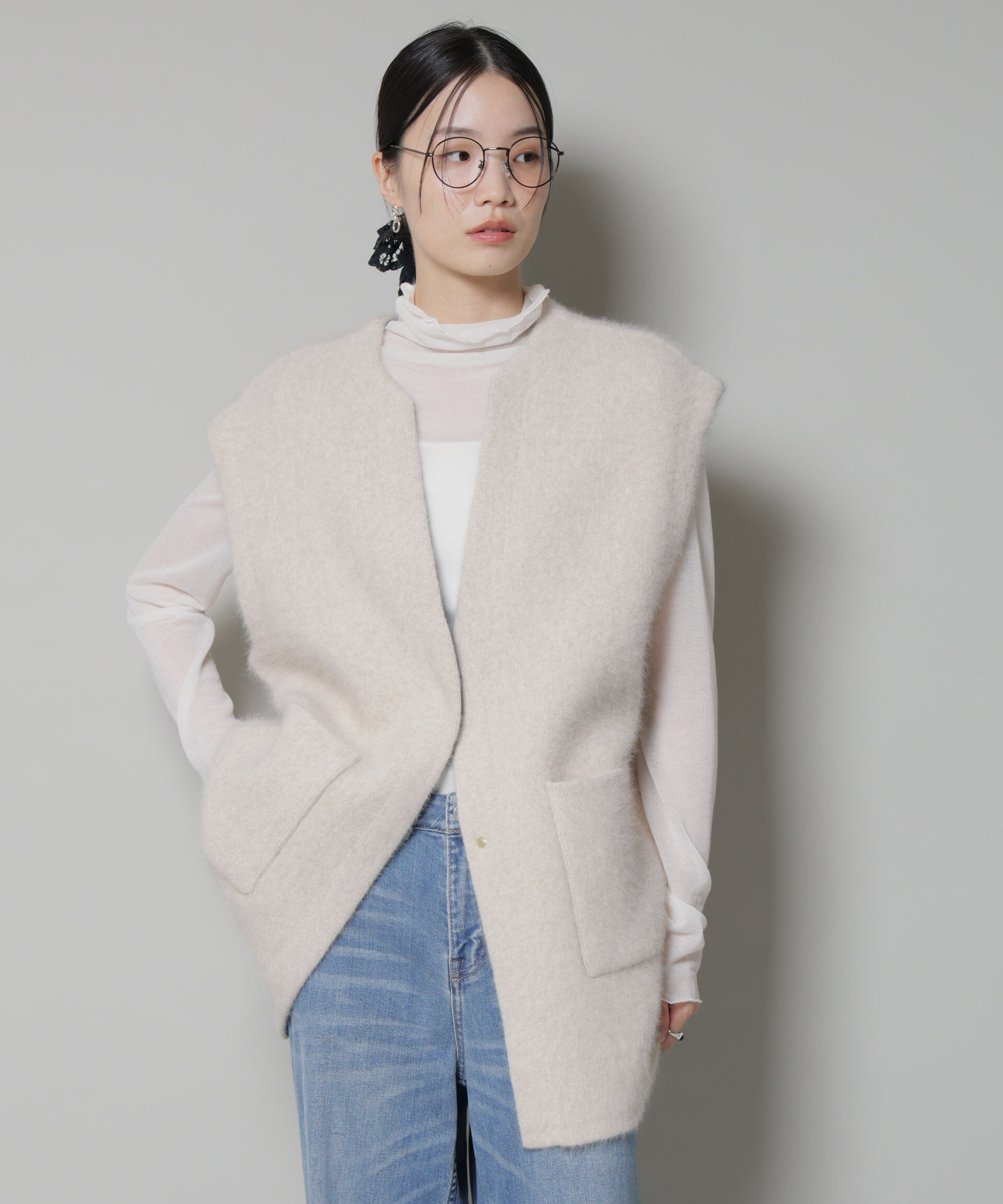 nano･universe「ウォッシャブルフォックスリバーニットジレ」|ニット・セーター|