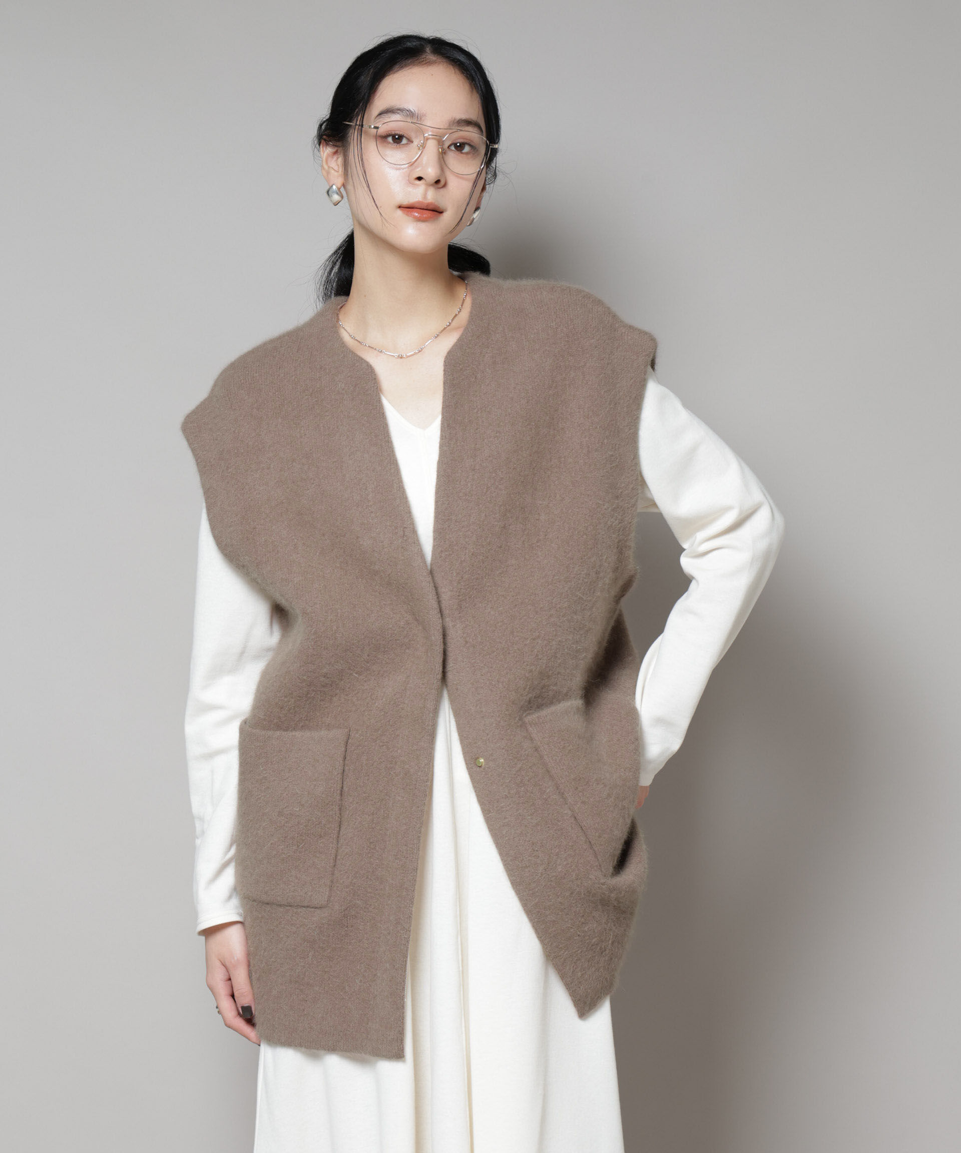 nano･universe「ウォッシャブルフォックスリバーニットジレ」|ニット・セーター|