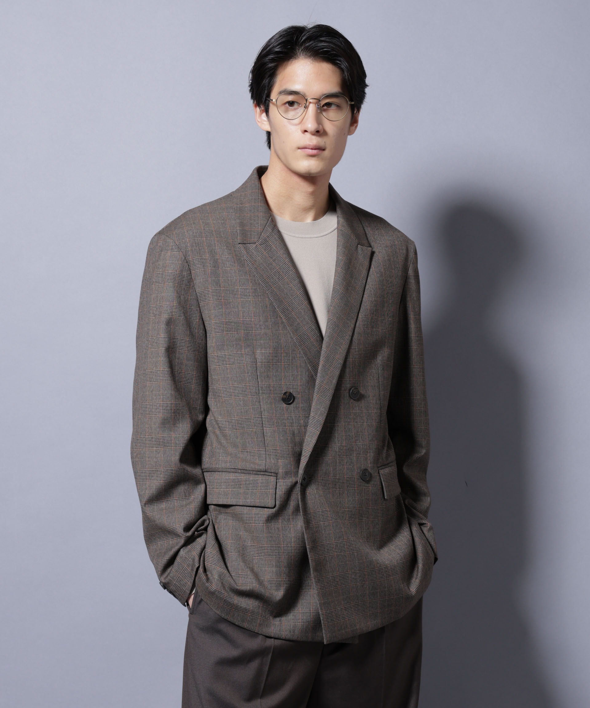 nano･universe「DELEGANTE グレンチェックW-Brethted ジャケット（セットアップ可）」|テーラードジャケット|