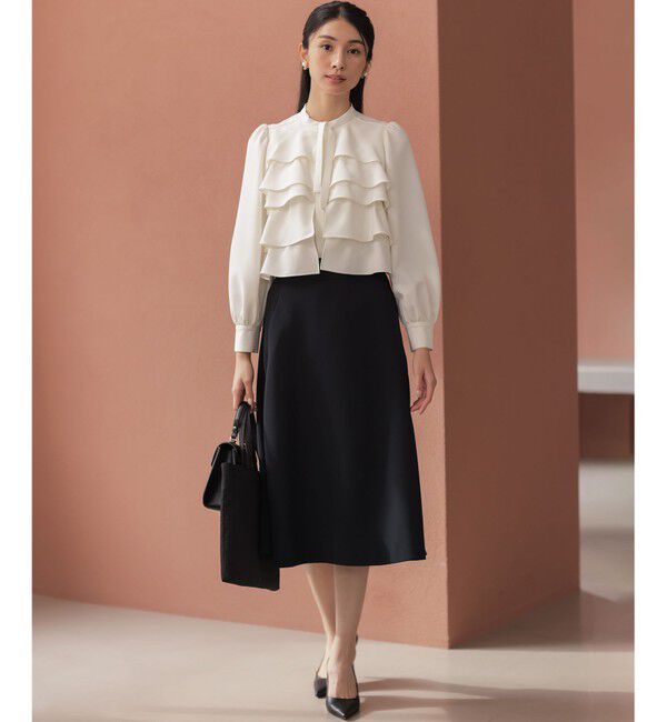 組曲「【KUMIKYOKU NAVY】コンフォータブルドレープ フリルブラウス」|シャツ・ブラウス|