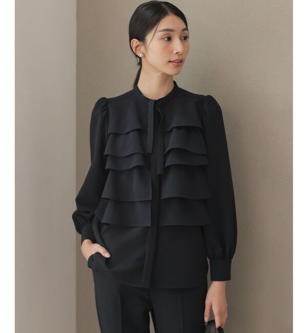 組曲「【KUMIKYOKU NAVY】コンフォータブルドレープ フリルブラウス」|シャツ・ブラウス|