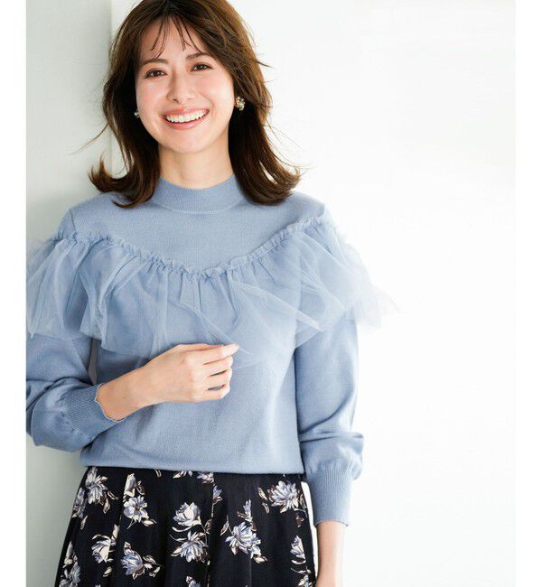 ANY SIS「【洗える】フリルチュールコンビ ニット」|ニット・セーター|