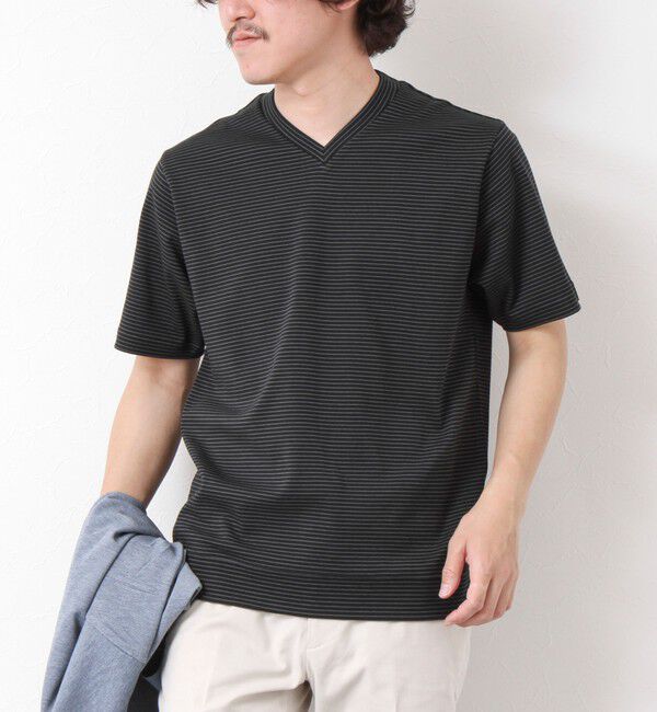 NOLLEY'S goodman「《ビジカジ対応》セミシルケットスムース ボーダー Vネック ドレスTシャツ 25SS」|Tシャツ・カットソー|