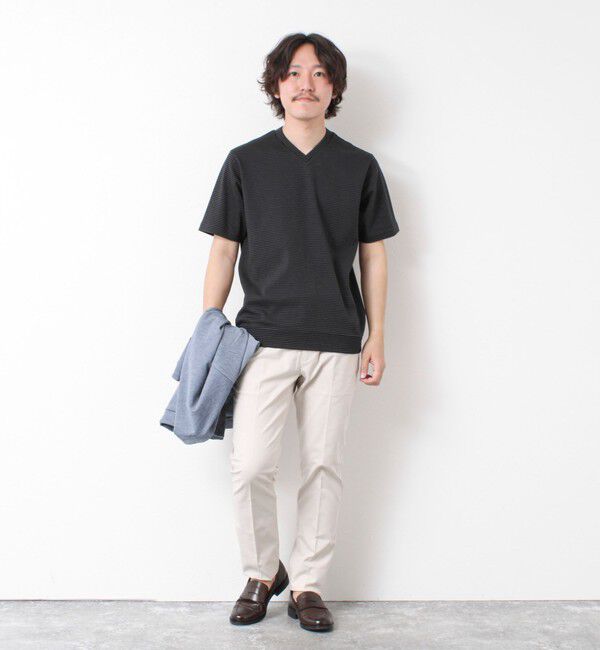 NOLLEY'S goodman「《ビジカジ対応》セミシルケットスムース ボーダー Vネック ドレスTシャツ 25SS」|Tシャツ・カットソー|
