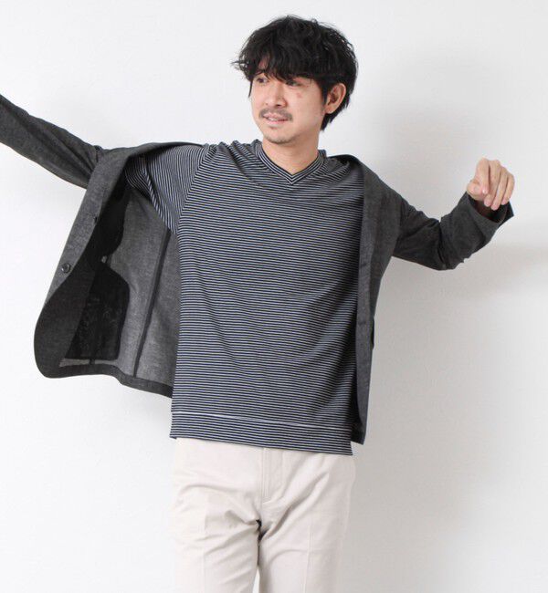 NOLLEY'S goodman「《ビジカジ対応》セミシルケットスムース ボーダー Vネック ドレスTシャツ 25SS」|Tシャツ・カットソー|