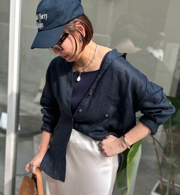 NOLLEY'S「【WEB STAFF恵☆別注カラーあり】《セットアップ対応》MY STANDARD リネンシャツ」|シャツ・ブラウス|ダークネイビー