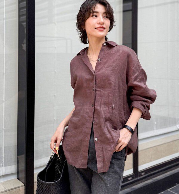 NOLLEY'S「【WEB STAFF恵☆別注カラーあり】《セットアップ対応》MY STANDARD リネンシャツ」|シャツ・ブラウス|ダークブラウン