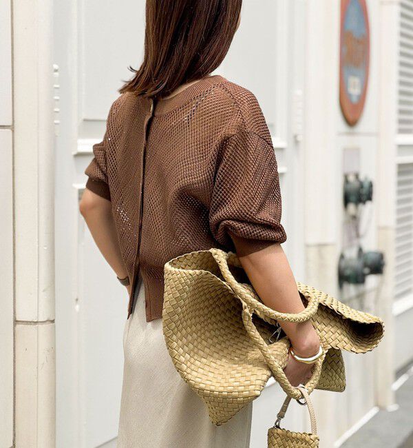 NOLLEY'S「《手洗い可能》スパンコールメッシュ5分袖カーディガン」|カーディガン|