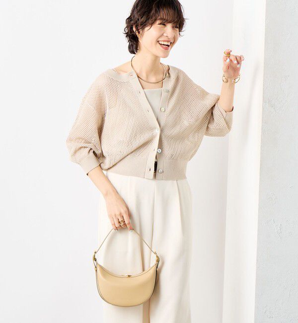 NOLLEY'S「《手洗い可能》スパンコールメッシュ5分袖カーディガン」|カーディガン|