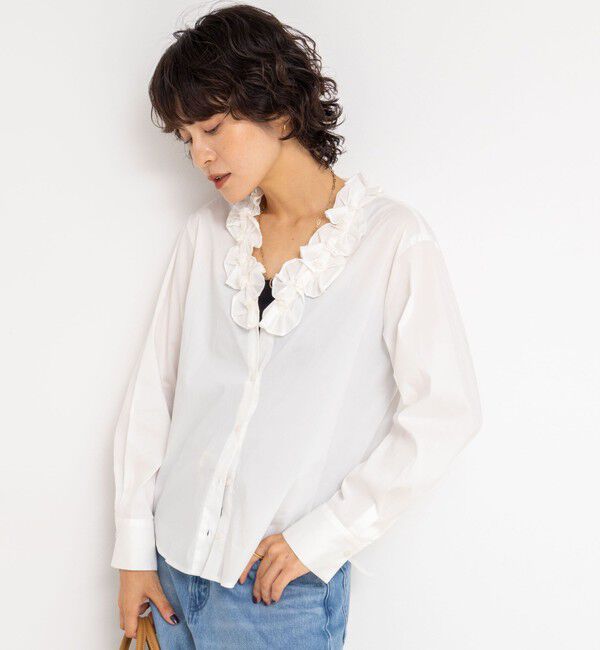 NOLLEY'S「Vネックタックギャザーパーツブラウス」|シャツ・ブラウス|