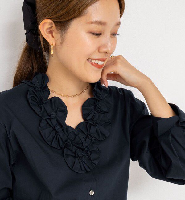 NOLLEY'S「Vネックタックギャザーパーツブラウス」|シャツ・ブラウス|