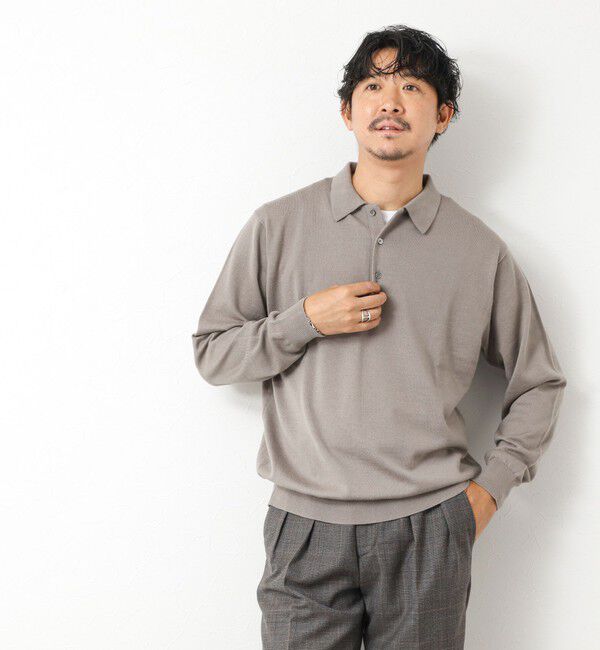 NOLLEY'S goodman「14G成型 ウォッシャブル NSN長袖ポロニット 25AW」|ニット・セーター|