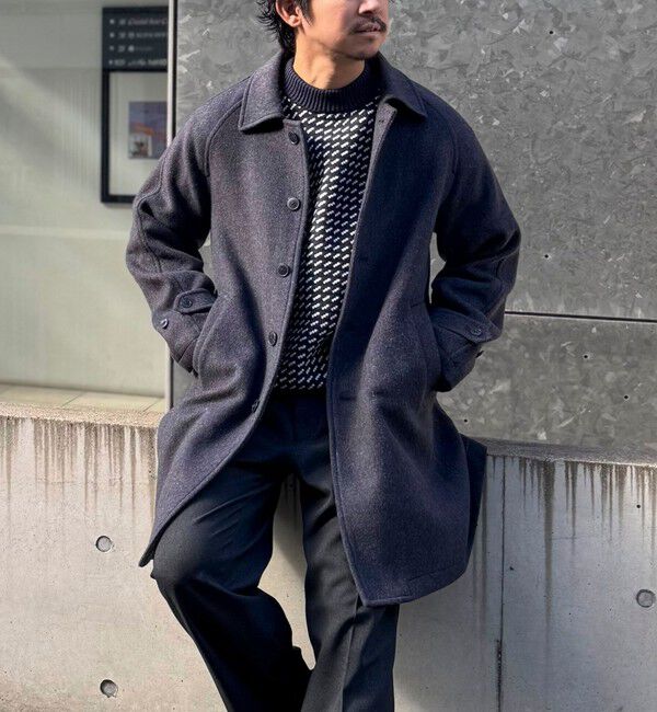 NOLLEY'S goodman「《ビジカジ対応》尾州ビーバーステンカラーコート 25AW」|ステンカラーコート|ネイビー