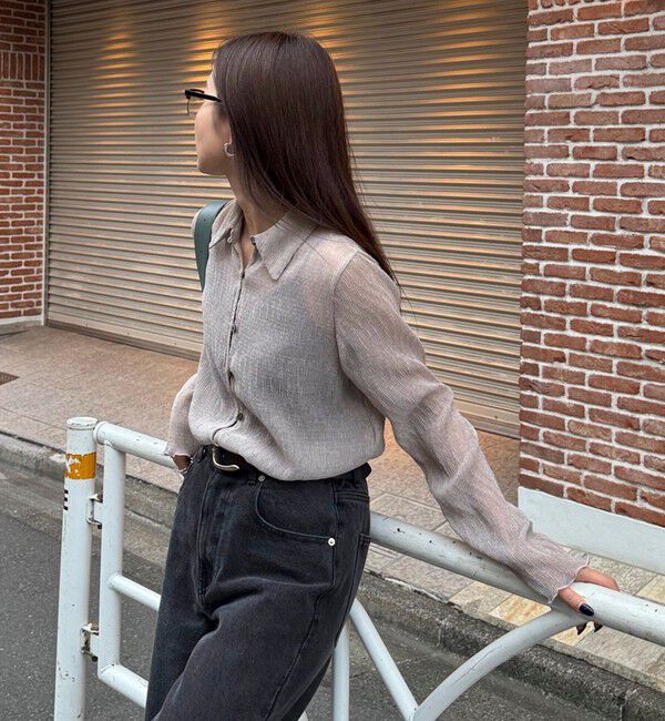 fredy emue「シアープリーツシャツ」|シャツ・ブラウス|グレイッシュベージュ