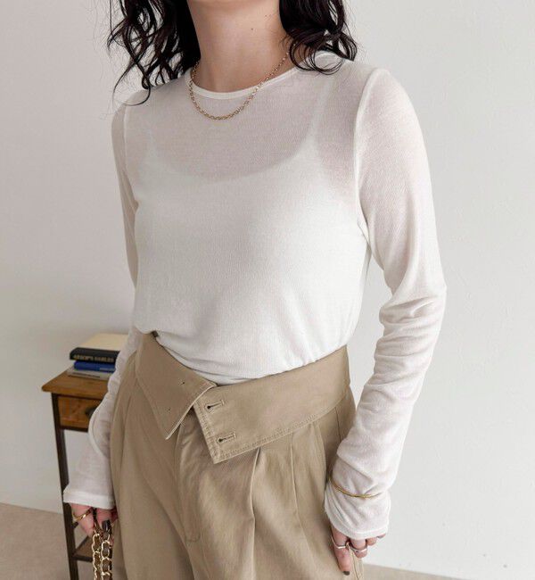 fredy emue「ウールブレンドシアーロンTシャツ」|Tシャツ・カットソー|オフホワイト