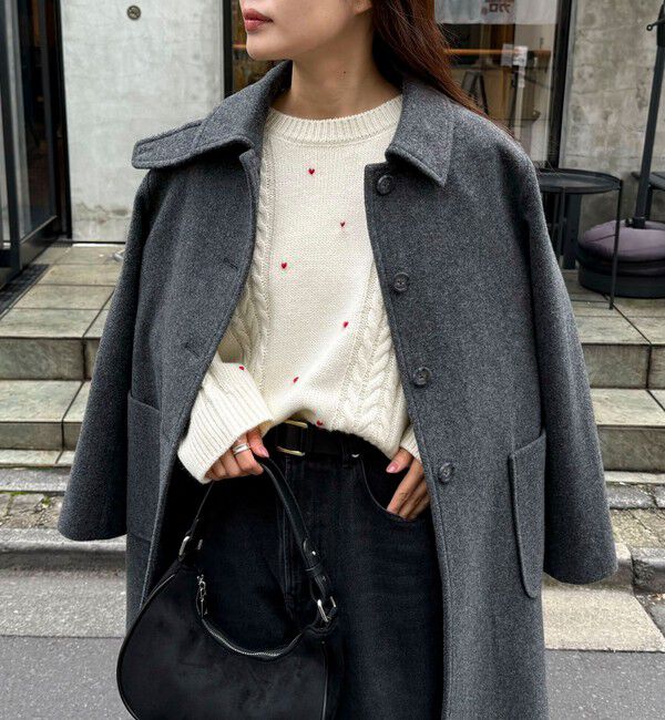 fredy emue「ハート刺繍柄編みニットプルオーバー」|ニット・セーター|