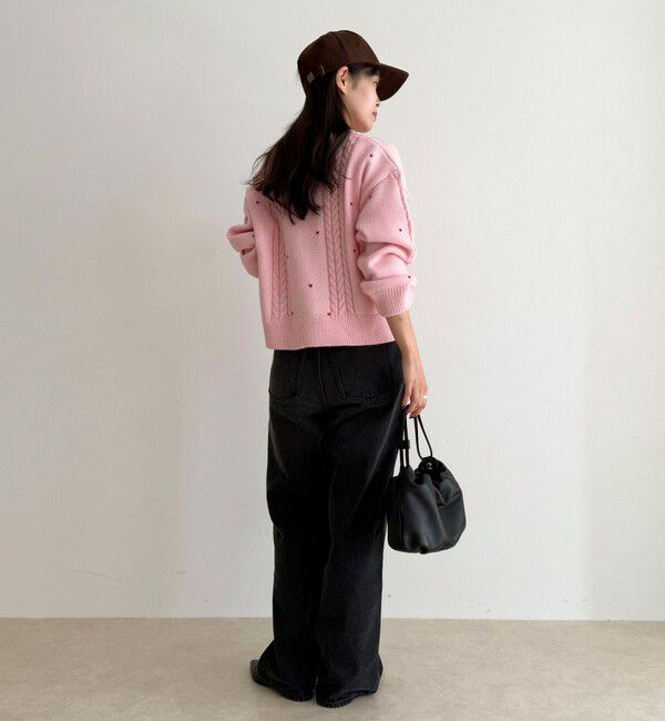 fredy emue「ハート刺繍柄編みニットプルオーバー」|ニット・セーター|