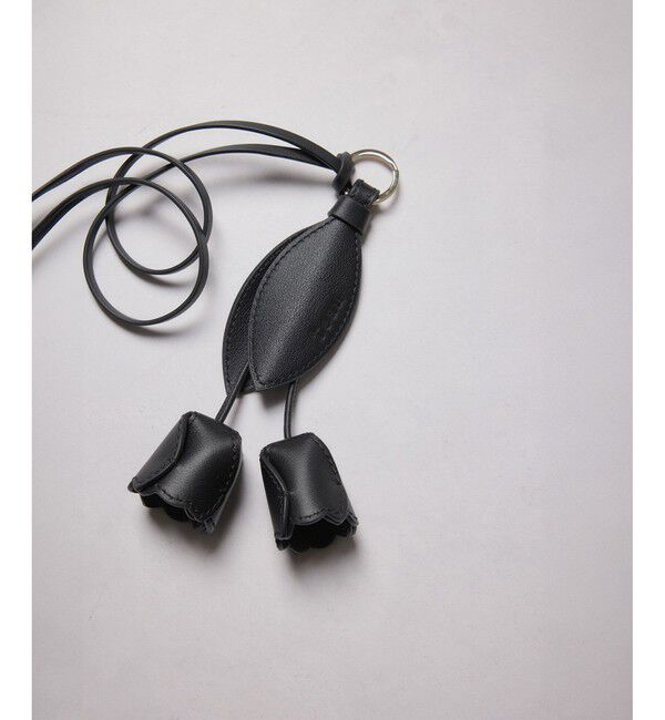 ROPE「【teau・牛革】panier tulip ring charm（キー/バッグチャーム・ネックレス）」|チャーム・キーホルダー|ブラック(01)