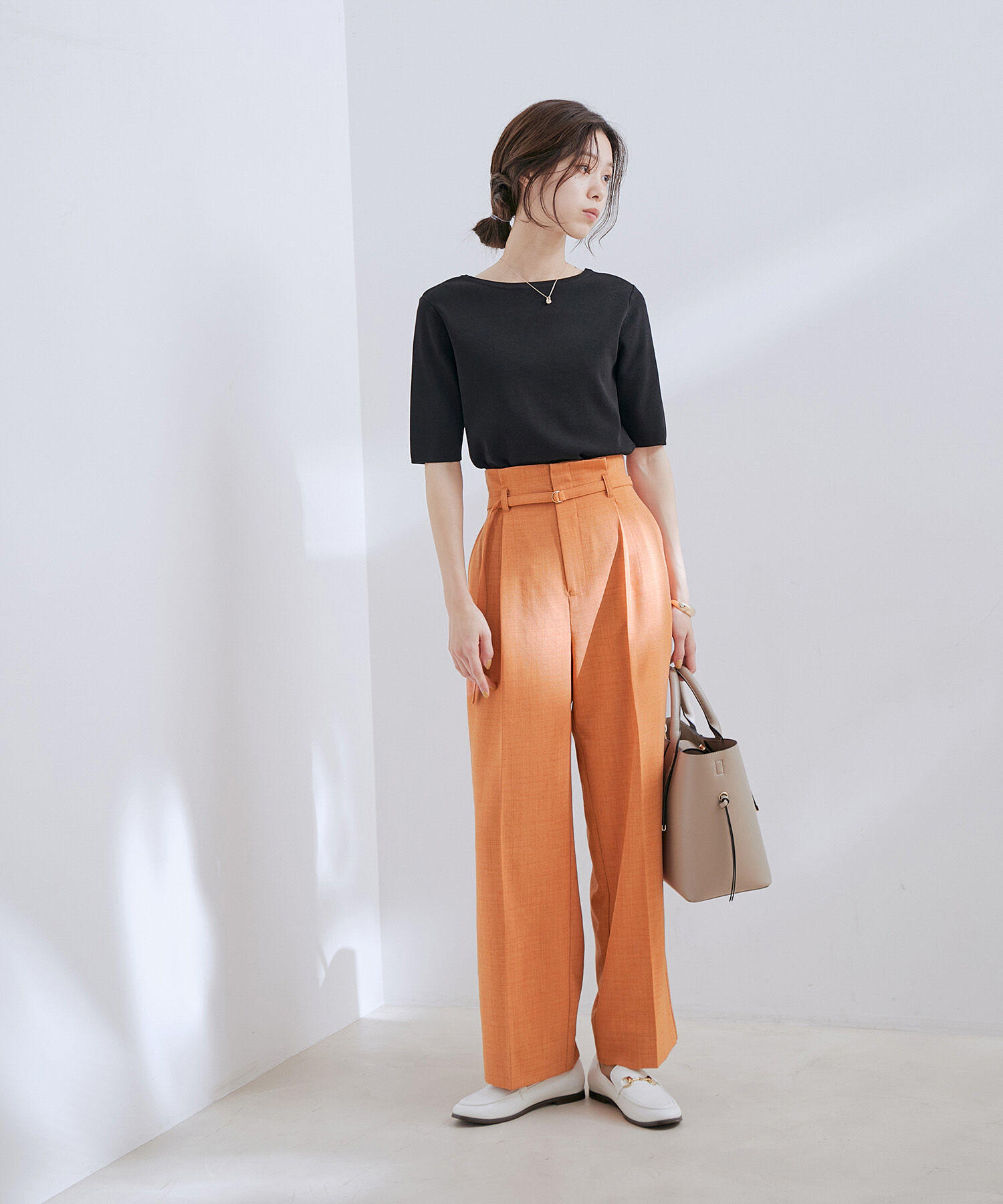 VIS「【接触冷感・洗える】美easy Dカンベルト付きワイドパンツ【セットアップ対応】」|スラックス|