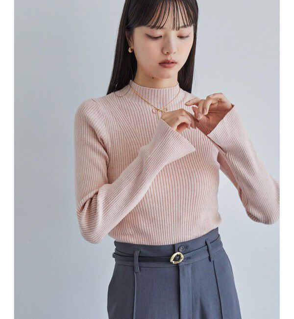 VIS「【新色追加】リブニットプチハイネックプルオーバー【低身長向けサイズ有】」|ニット・セーター|