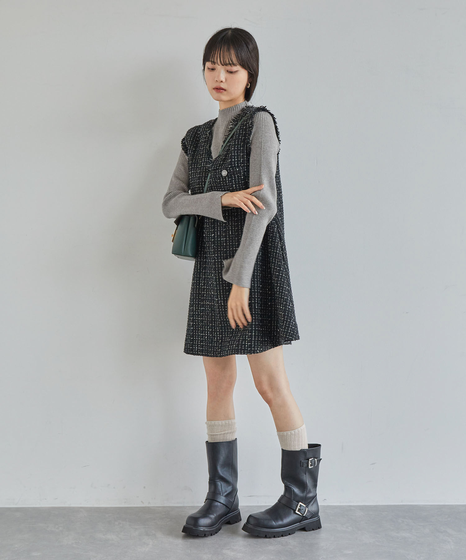 VIS「【新色追加】リブニットプチハイネックプルオーバー【低身長向けサイズ有】」|ニット・セーター|