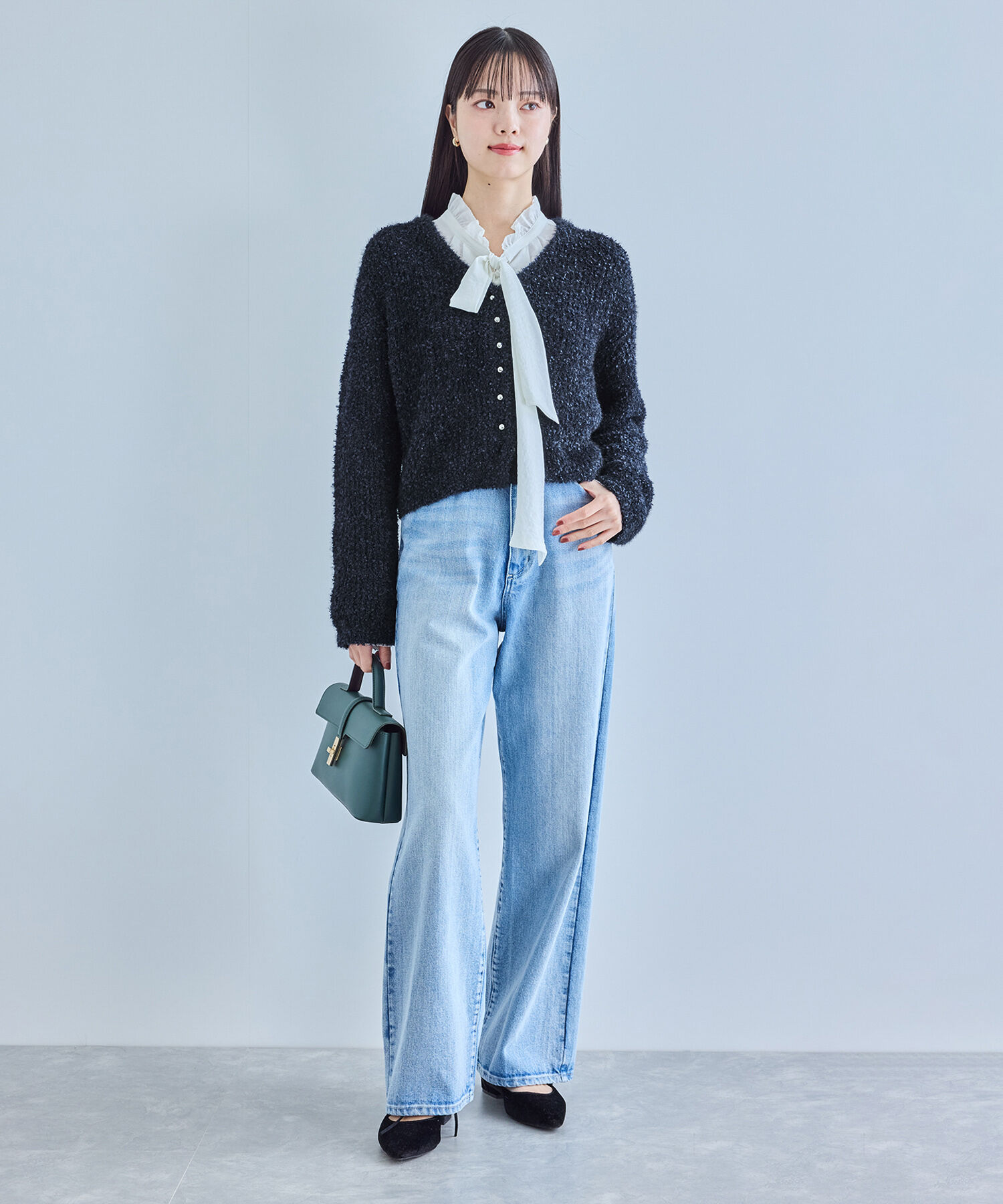 VIS「フェザーリボンヤーン多釦カーディガン」|カーディガン|