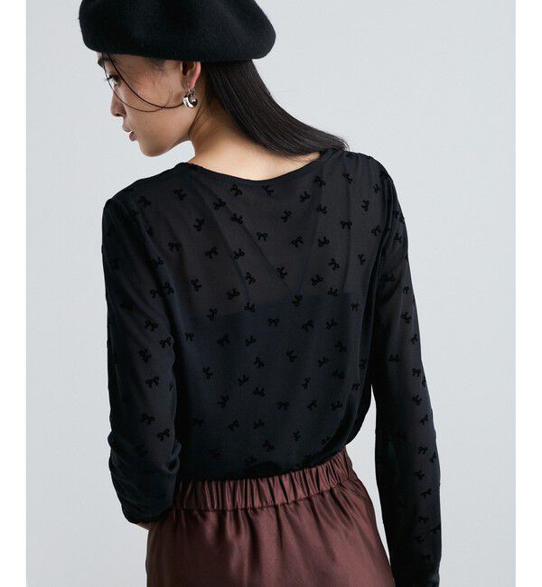 VIS「シアードット＆リボン柄プルオーバー」|Tシャツ・カットソー|