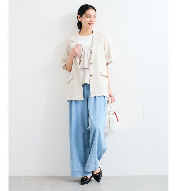 VIS「【美easy】ハーフスリーブジャケット/セットアップ対応・洗える」|テーラードジャケット|