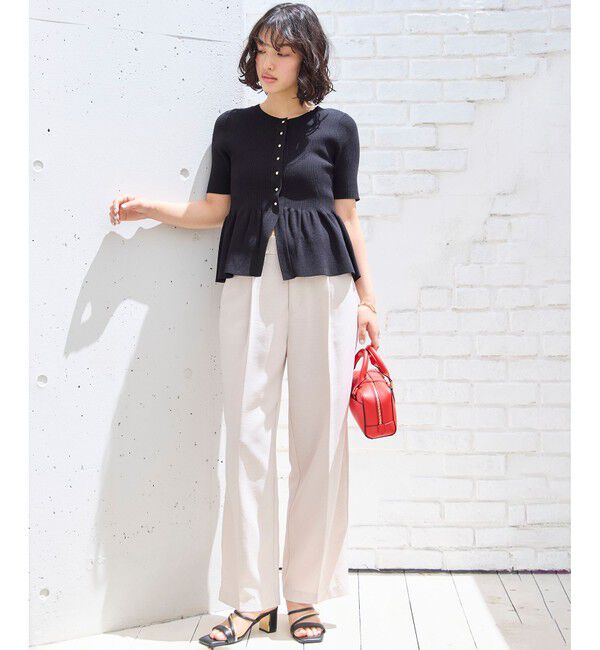 VIS「【アンチピリング】ペプラムハーフスリーブニットカーディガン」|カーディガン|