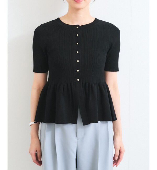 VIS「【アンチピリング】ペプラムハーフスリーブニットカーディガン」|カーディガン|