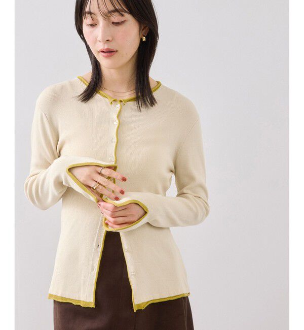 VIS「【WEB/一部店舗限定】配色メローバイカラーカーディガン」|カーディガン|