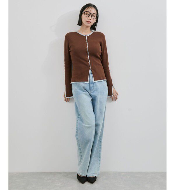 VIS「【WEB/一部店舗限定】配色メローバイカラーカーディガン」|カーディガン|