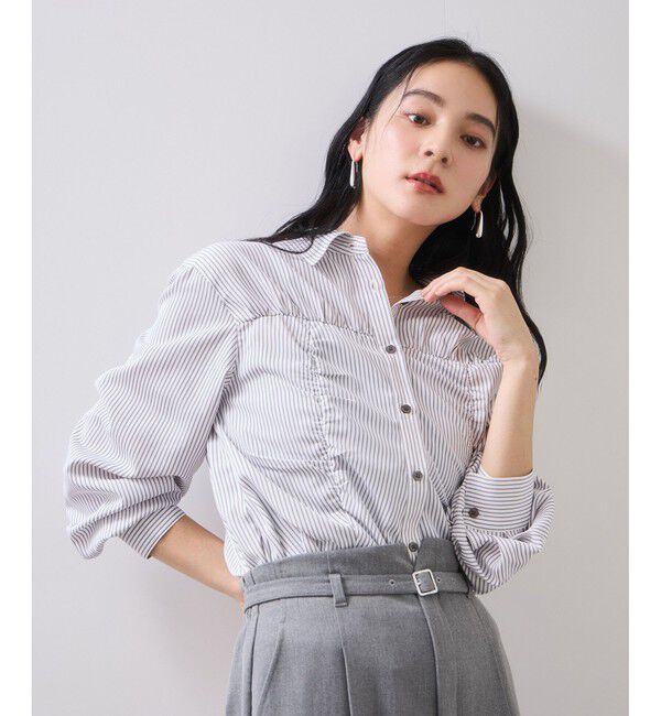 VIS「シャーリングギャザー切替シャツ/イージーケア」|シャツ・ブラウス|