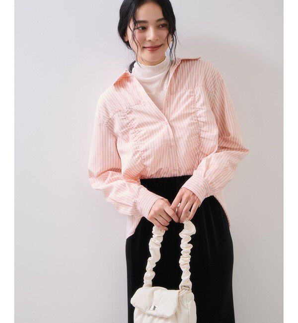 VIS「シャーリングギャザー切替シャツ/イージーケア」|シャツ・ブラウス|