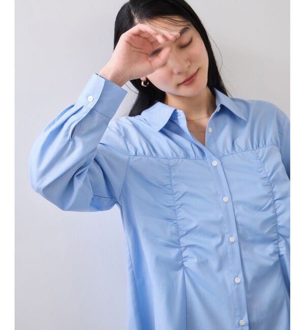 VIS「シャーリングギャザー切替シャツ/イージーケア」|シャツ・ブラウス|