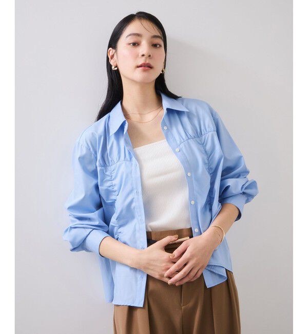 VIS「シャーリングギャザー切替シャツ/イージーケア」|シャツ・ブラウス|