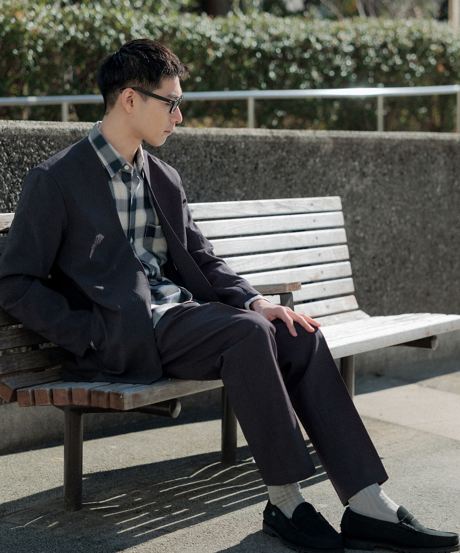 ADAM ET ROPE'「2点セット【RIRANCHA / リランチェ】セットアップ / ノーカラージャケット＆イージーパンツ / イージーケア」|スーツ|