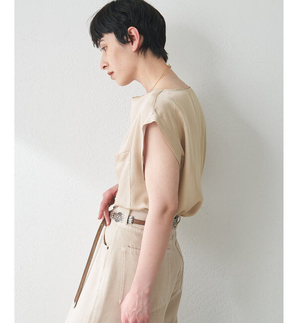  「サテンワッシャーノースリーブブラウス」|シャツ・ブラウス|