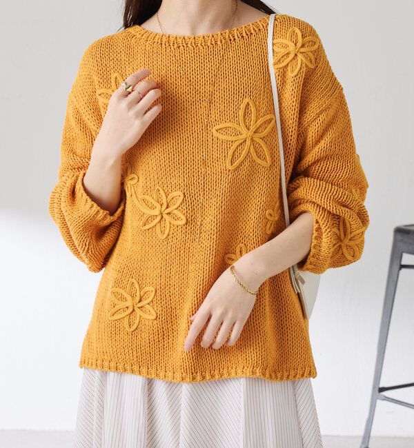  「フラワールーズコットン混ニット」|ニット・セーター|