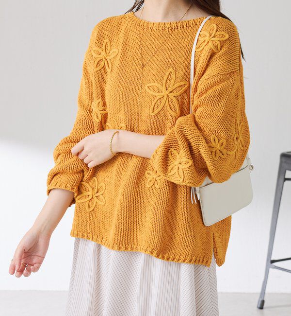  「フラワールーズコットン混ニット」|ニット・セーター|