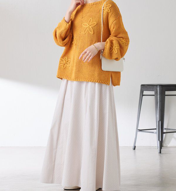  「フラワールーズコットン混ニット」|ニット・セーター|