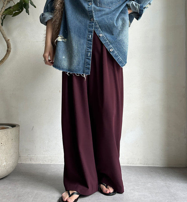  「【累計販売数3万枚突破/22色４サイズ展開！】タックワイドパンツ」|チノ|