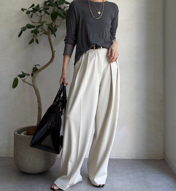  「【柔らかい着心地】袖シアーリブTEE」|Tシャツ・カットソー|